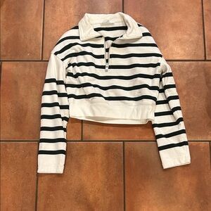 Frame Denim Black and White Striped Sweater